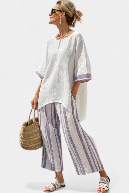 Allegra — Comoda maglietta e pantaloni a righe in bambù